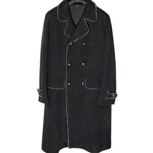 Dolce & Gabbana FW21 Runway Metal Pearls Accent Double Breasted Tweed Coat